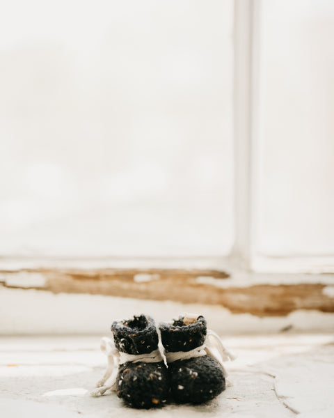'Black Tweed' Slippers // Baby // Made to Order