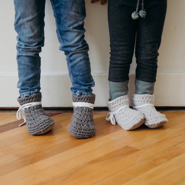 Crochet Pattern: Toddler + Child Leather Slippers - Digital Download