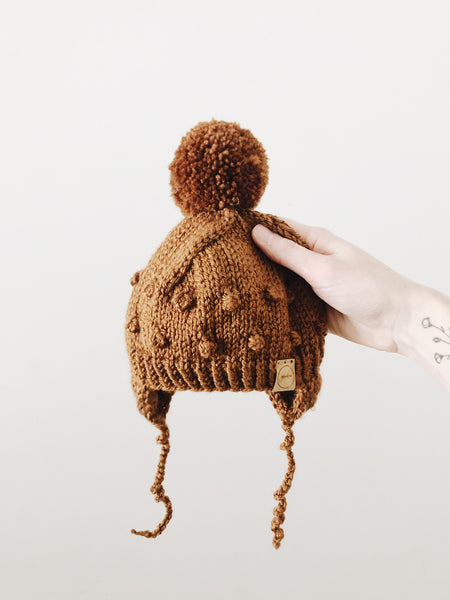 Knit Bobble Hat // Copper // Baby + Toddler // Made to Order