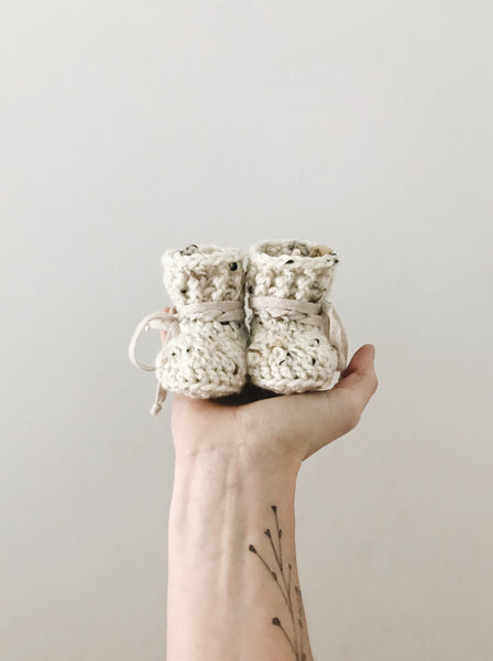 'Classic White Tweed' Slippers // Newborn // RTS