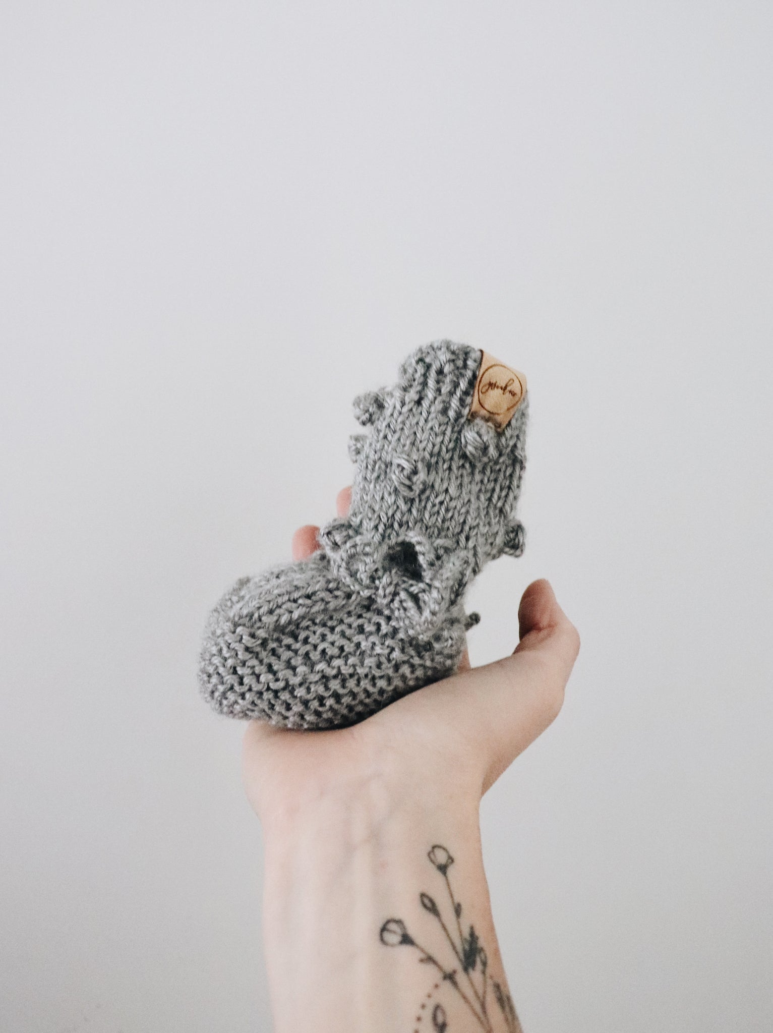 Knit Bobble Booties // Heather Grey // Baby // Made to Order