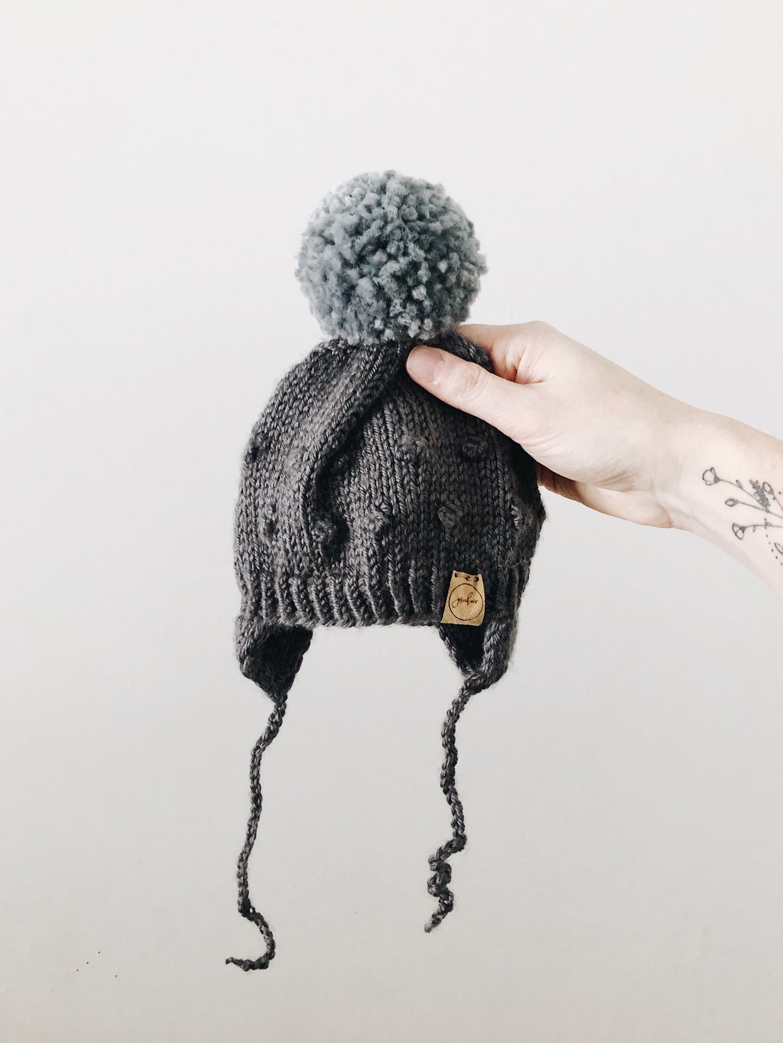 Knit Bobble Hat // Charcoal // Baby + Toddler // Made to Order