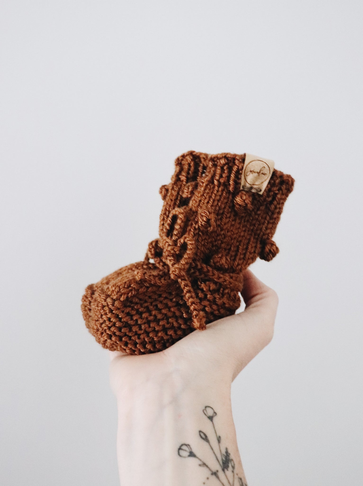 Knit Bobble Booties // Copper // Baby // Made to Order