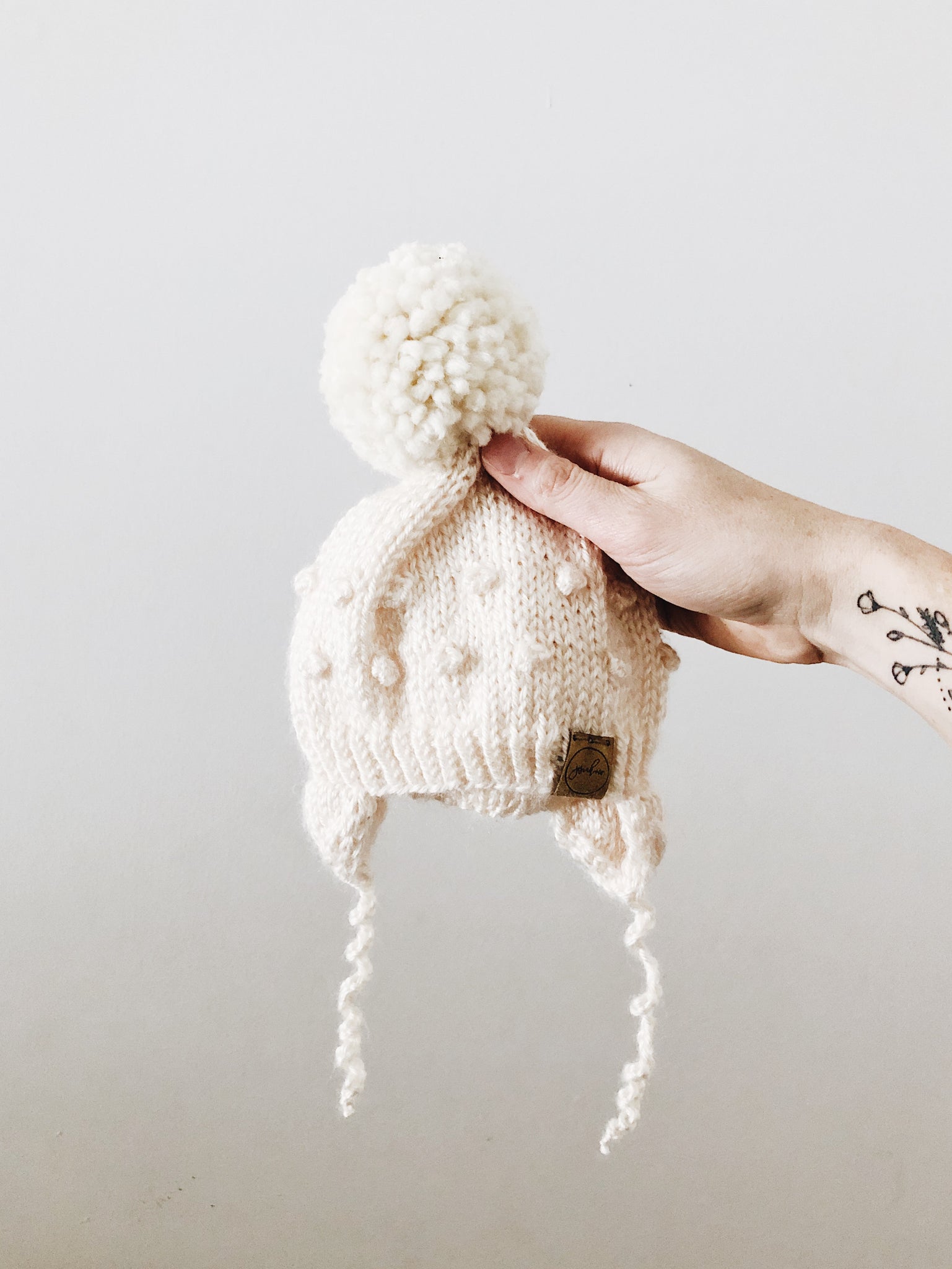 Knit Bobble Hat // Cream // Baby + Toddler // Made to Order