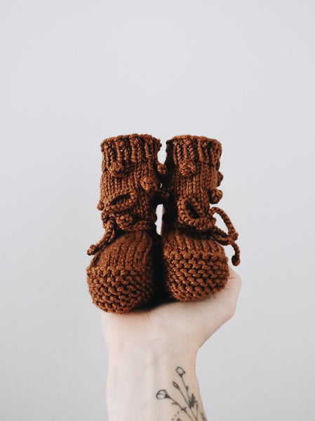 Knit Bobble Booties // Copper // Baby // Made to Order