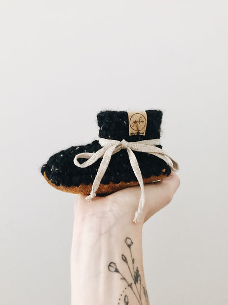 FW2020 // 'Obsidian' Leather Slippers // Baby // Made to Order