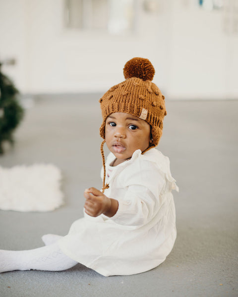 Knit Bobble Hat // Copper // Baby + Toddler // Made to Order