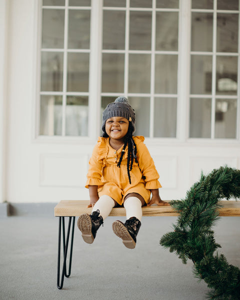 Knit Bobble Hat // Charcoal // Baby + Toddler // Made to Order